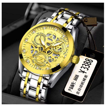 POSHI Automatic Movement Men Watch Waterproof Sports Fashion Mens Wristwatch Relo for Men SILVER GOLD