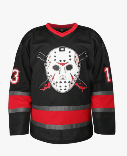 Men Ice Hockey Jersey, Vintage Stripe V-Neck Long Sleeve Uniform Field Hockey Jersey 13#