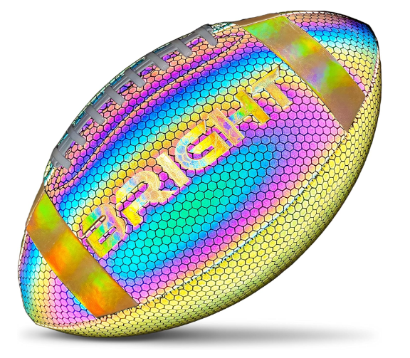BRIGHT™ American Football - Reflective- Holographic - Glow in The Dark Rugby Ball - Children and Adults - Unisex - Size 9