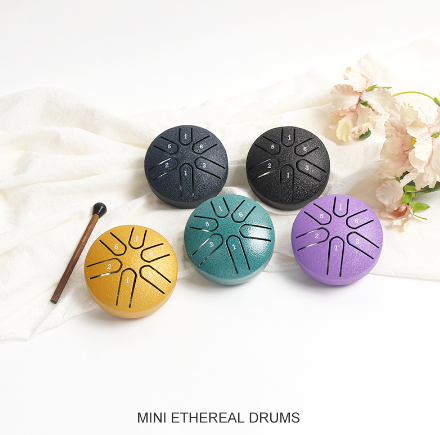 Ethereal DrumSteel Tongue Drum 3 Inch 6 Notes, Mini Hand Drums Tank Drum, Musical Percussion Instrument With Mallets And Music Book, Percussion Instrument For Kids Music Enlightenm