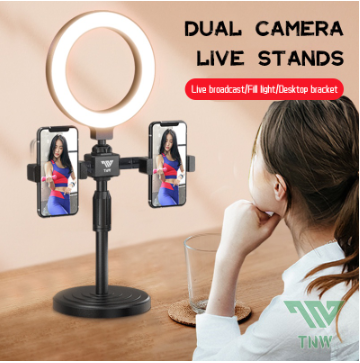 TNW Ring light 6inch Dual Phone Stand For Vlogging with 3 different color fill lights beauty light