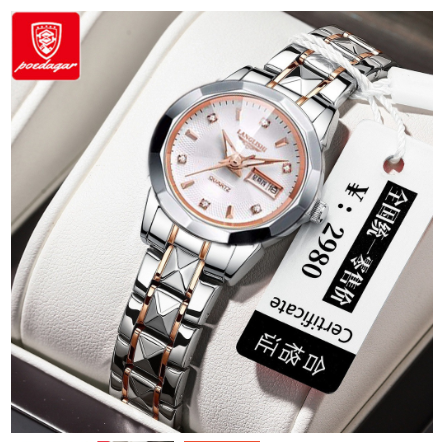 POEDAGAR luxury watch for woman water proof 2023 sale original fashion stainless steel calendar luminous display quartz business watch GOLDEN WHITE