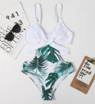 Sexy One Piece Printed Strap Swimsuit Vintage Bikini