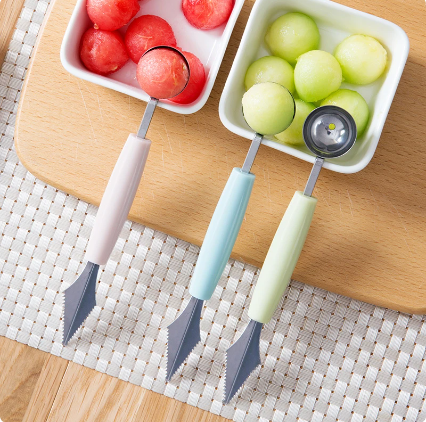Multi Function Fruit Carving Knife Watermelon Baller Ice Cream Dig Ball Scoop Spoon Baller Kitchen DIY Cold Dishes Tools Gadgets