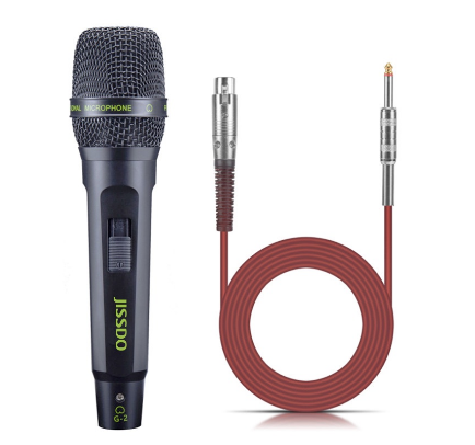JISSDO Dynamic Karaoke Microphone for Singing with 5M XLR Cable, Metal Handheld Mic Compatible