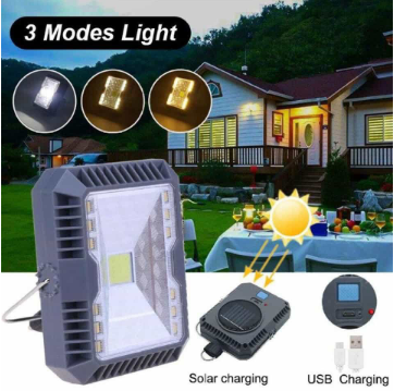 LED Solar Light Floodlight Spotlight 3 Modes COB Working Lamp Outdoor Camping Emergency Lamp