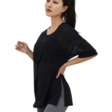 MOVING PEACH Women Sports Top Loose Breathable Yoga T-shirts ATF