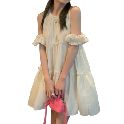 Lovito Women Tiered Layer Dress Lna17187 (Off White)