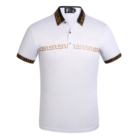 Men Polo Shirt Cotton Short Sleeve Polo Shirt With Ver_Sace Pattern Casual Shirt Business Wear