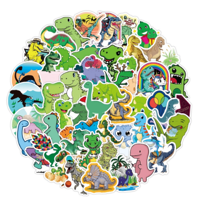 50pcs Cute Stickers Dinosaur Sticker Waterproof Vinyl Water Bottle Sticker Graffiti Sticker Laptop Sticker