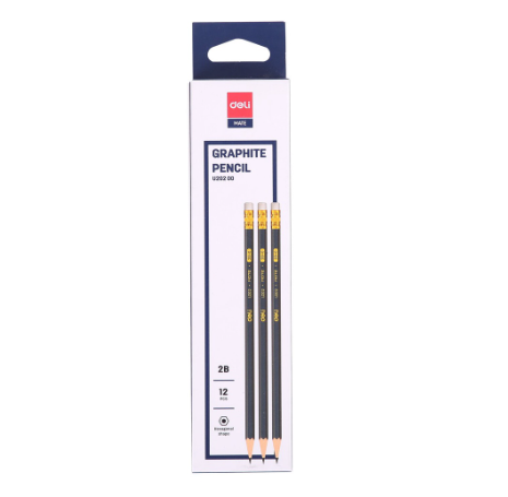 Deli 12PCS/BOX 2B Graphite Pencil with Eraser Dark Blue Sketch Drawing Pencil EU20200