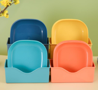 10pcs Plates Pasta Salad Bowls Lightweight Reusable Food Serving Party Snack Dinner Dishes Camping