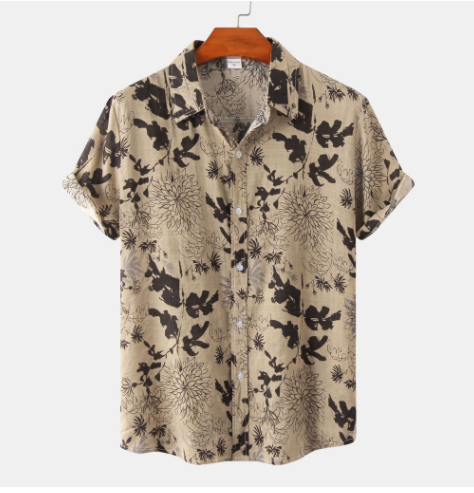 Spring And Summer New Cross-border Men's Shirts Floral Short Sleeved Tops Printed Floral Shirts