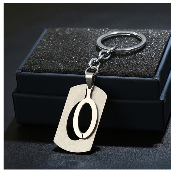 Stainless Steel 26 Letters Keychain Women Men Backpack Purse Charms Metal A To Z Alphabet Pendant With Key Holder For Couple O