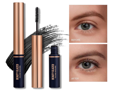 BEAUTY GLAZED Rose gold eyelash curler+Black Waterproof Mascara Eye Makeup Kit