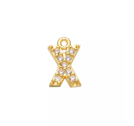 Vnox 9x11.5mm Brass Cubic Zirconia Crystal 26 Letter Charms Pendants for Women Necklace Earring Jewelry Accessories X