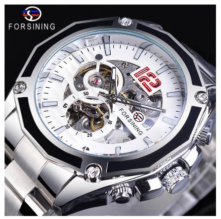 New Forsining Men watch Original Fashion Casual Style Automatic Mechanical Watch Waterproof stainless steel watch Hollow Mechanical Watch 5