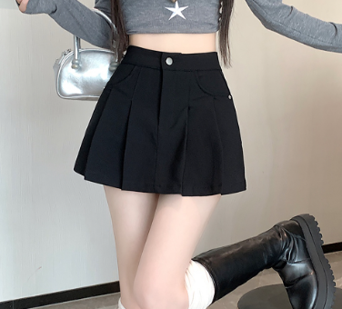 Lovito Women Casual Plain Button Zipper Pocket Shorts LNE27140 Black