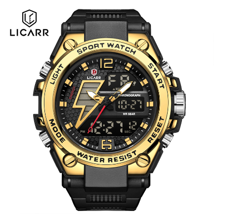 LICARR Brand Original Men's Watches Fashion Analog Digital Casual Waterproof Date Sports Men's Watch Stopwatch 9513 006