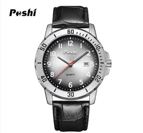 POSHI Watch for Men Classic Simple Leather Strap Quartz Wrist Watch Men Waterproof Original Fashion Calendar Display Relo With Box 05