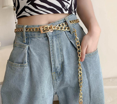 Lovito Women Casual Plain Basic Belt L69AD046 (Gold)