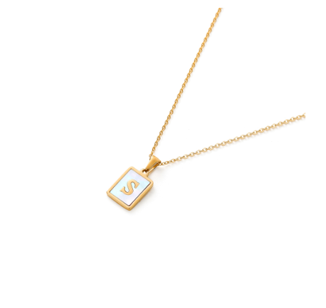 St.kunkka Stainless Steel Gold Letter Pendant Necklace Ladies A-Z Letter Necklace for Gift S