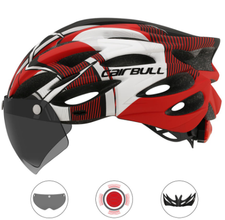 ALLROAD Bike Helmet with Rear Light and Detachable Magnetic Visor