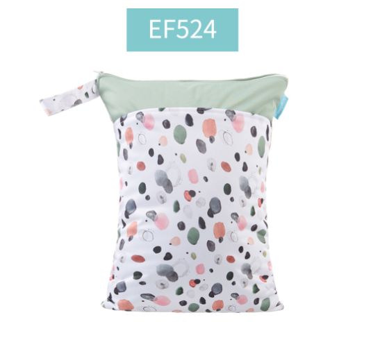 Happy Flute 1PC Reusable Waterproof Fashion Prints Wet And Dry Diaper Bag Double Pocket Cloth Handle Wetbags 30x40CM S24