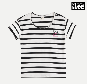 Stylistic Mr. Lee Ladies Basic Tees Striped Round T-Shirt for Women Apparel Boxy Fit 95718-U Black