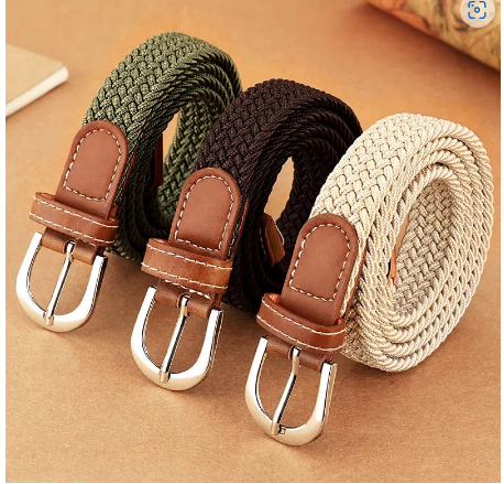Womans Elastic Fabric Woven Stretch Casual Multicolored Braided Belts #310042