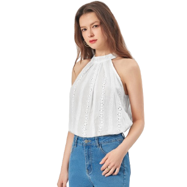 Lovito Women Ruched Blouses L68ED027 (White)