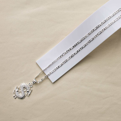 Silver TB059 92.5% Italy Silver Men's Necklace Pendant Splendid Dragon Dollar Sign