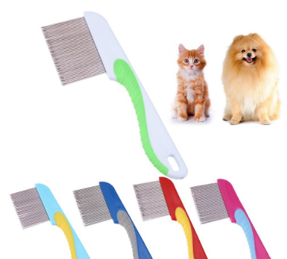 Dog Cat Pet Dense Teeth Comb Pet Massage Grooming Silicone Handle Hair Brush
