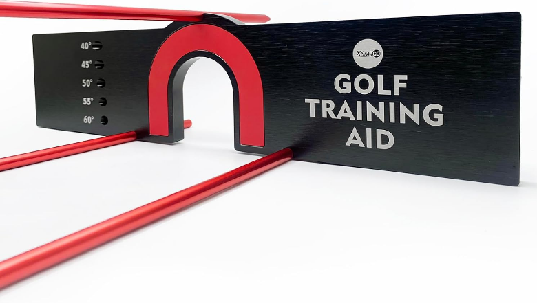 Golf Training Aid W/ 3 Alignment Sticks Aluminum Set Bag,Improves Aim and Alignment，5 Different Swing Plane Angles and Putt Distance,Portable Detachable Indoor/Outdoor Training Equipment Bag