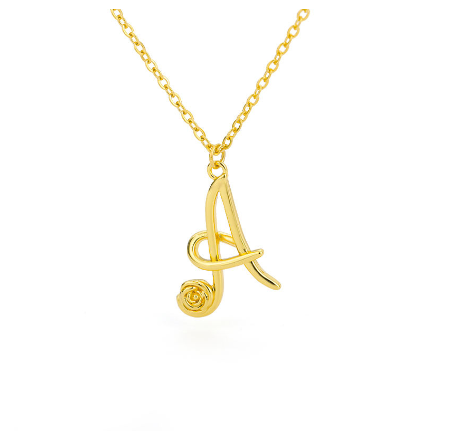 Dainty Gold Letter Necklace Tiny 26 Capital A-Z Pendant Choker Necklace,Cute Personalized Name Necklace Gold Jewelry Necklace A