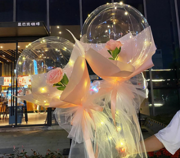 SJW Balloon LED Rose Bouquet Luminous Balloons Gift Wedding Birthday Party Gift