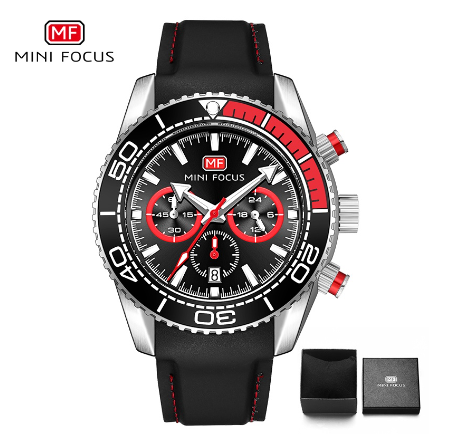 Mini Focus Men Watch Luxury Brand Waterproof Chronograph Luminous Multifunctional Sports Watch SILVER BLACK
