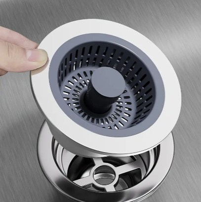 1pc Restaurant Kitchen Sink Press Type Sewer, Anti-odor Bouncing Core, Vegetable Wash Basin Universal Sewer Accessories, Leakage Plug Seal