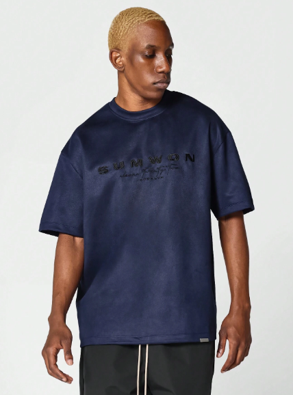 SUMWON Suedette Tee With Front Embroidery