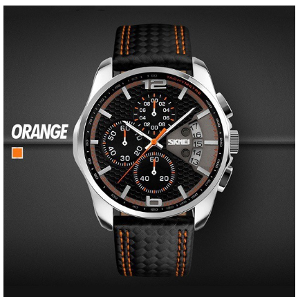 Skmei Quartz Watch Men Leather Strap Waterproof Watch 2