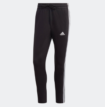Adidas Lifestyle Essentials Single Jersey Tapered Open Hem 3-Stripes Pants Men Black IC0044