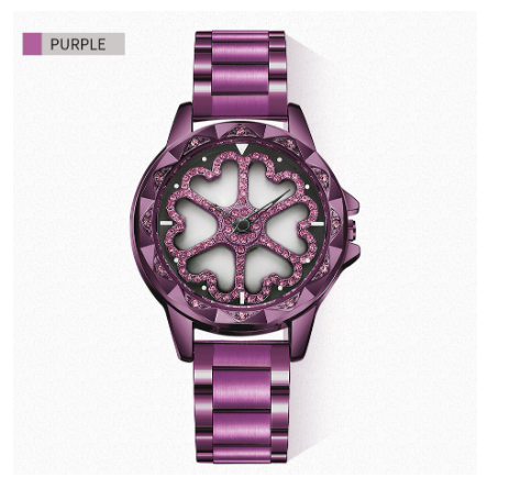 Sanda Women's Fashion Creative Rotating Dial Quartz Stainless Steel Watch PURPLE