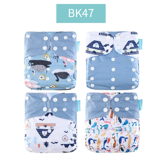 Happyflute 2023 Baby Reborn 4pcs set Washable Eco-friendly Baby Cloth Diaper Ecological Adjustable Nappy Reusable Diaper SET1