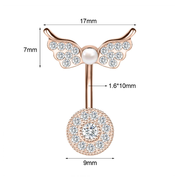 1PC Stainless Steel Navel Ring Crystal Pendant Navel Piercing Butterfly-pattern Wing-shape Heart-shape Prevent Allergy Navel Ring S1