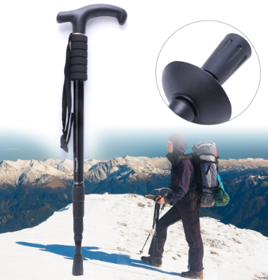 Cane Pole Anti-Shock Hiking Walking Stick Trekking Crutches Adjustable Useful