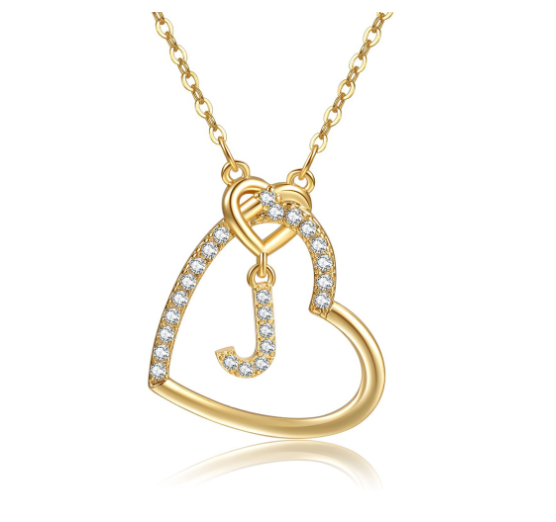 A-Z Letter Necklaces Fashionable Heart Pendant Accessories Women's Necklace J