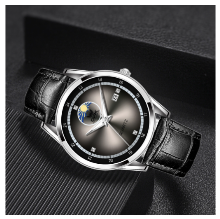 OPK Watch For Men Water Proof Original Stainless Steel Leather Strap With Box Fashion Luminous Quartz Watch BLACK DIAL BLACK LEATHER STRAP