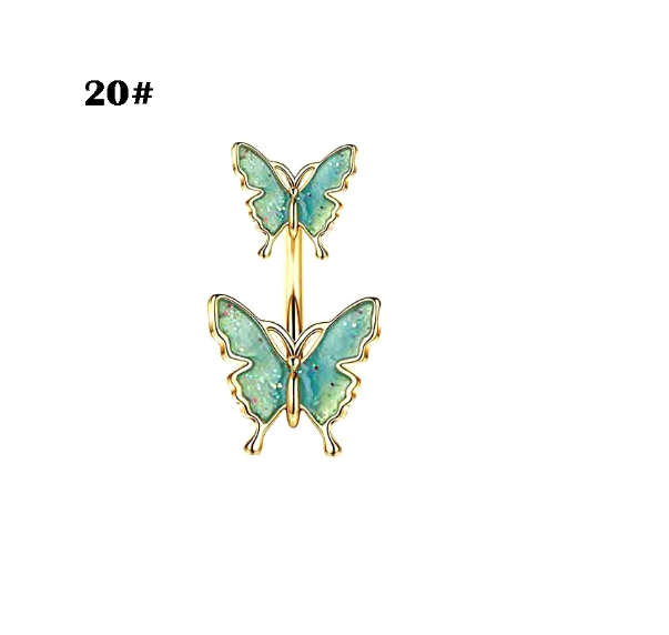 Gold Belly Button Ring with Diamonds and Zirconia Belly Button Clasp Piercing Belly Button Nail