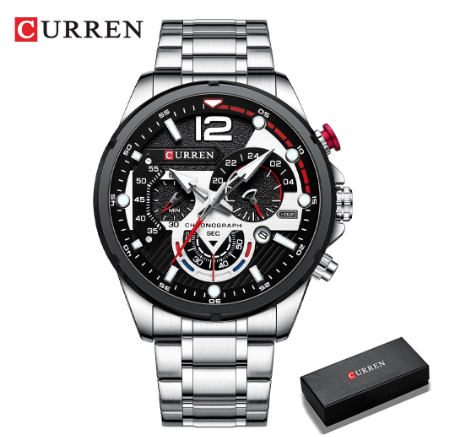 Curren Men's Quartz Watch Top Fashion Brand Stainless Steel Creative Date Sport 8395 04