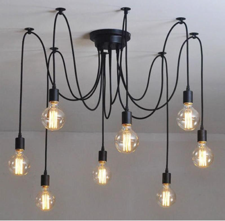 New Modern E27 10 Lamp Ceiling Pendant Lamp Modern Simple Black (without lamp)